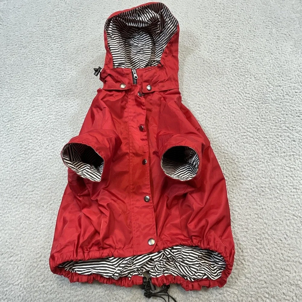 Ellie Dog Wear Rain Coat XXL Red Waterproof Nylon Hooded Dog Jacket Adjustable‎